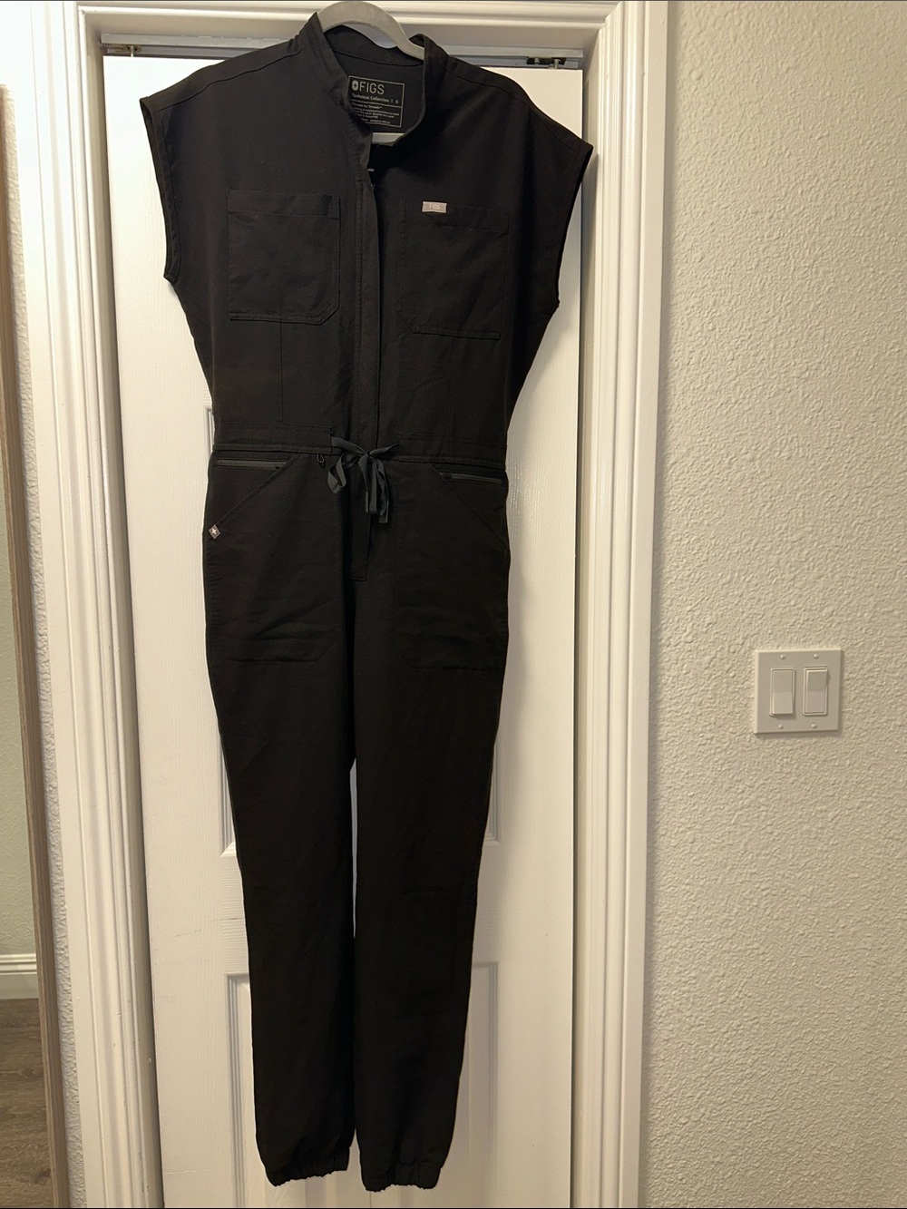 FIGS Black Utility Jumpsuit with Drawstring Waist